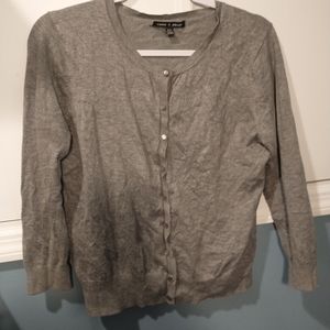 gray button-down cardigan